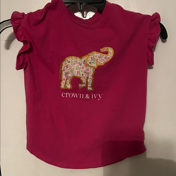 crown & ivy Other - Crown & Ivy Fuchsia Tee with Floral Elephant